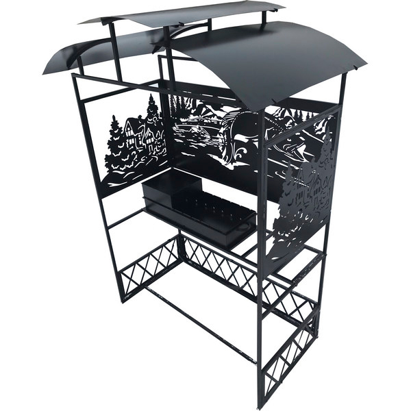 фото Мангал резной 1.5 Рыбка п/казан с крышей
 Мультиагро фото Мангал резной 1.5 Рыбка п/казан с крышей
 Мультиагро